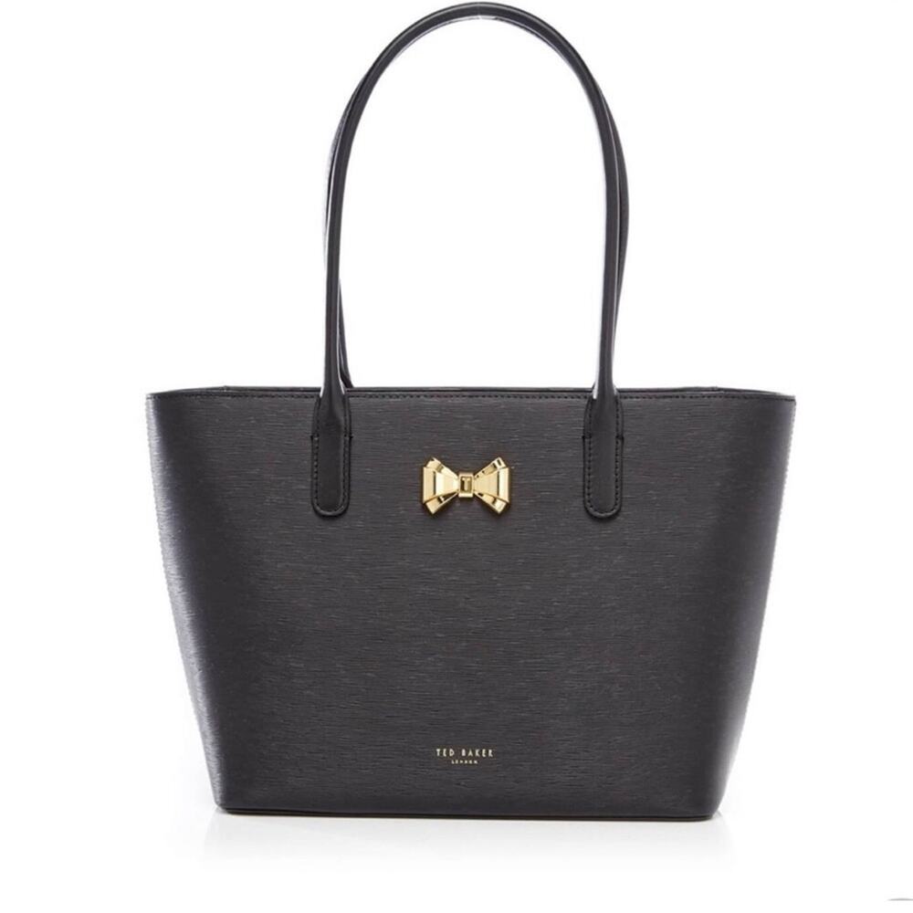 NWT Ted Baker Taleen Black Leather Shopper Tote Bag